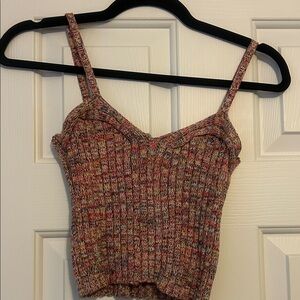 Forever 21 Multicolor Ribbed Sweetheart Crop Tank